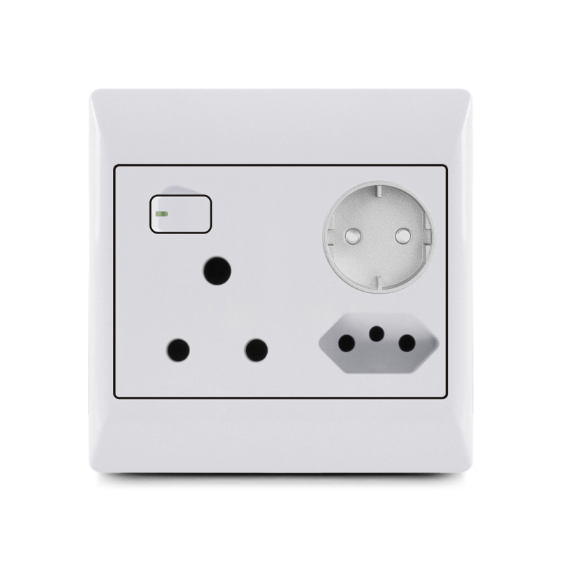 South Africa switch socket,1 lever+16A+ brazil+euro socket