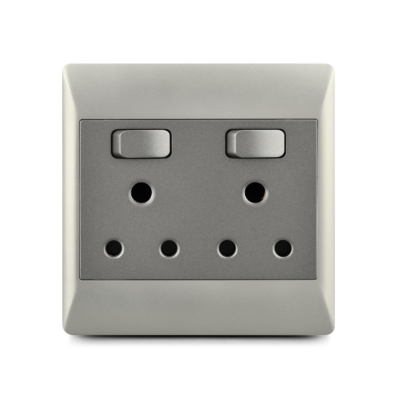 South Africa switch socket cover,2 lever switch+double 16a socket (4×4)