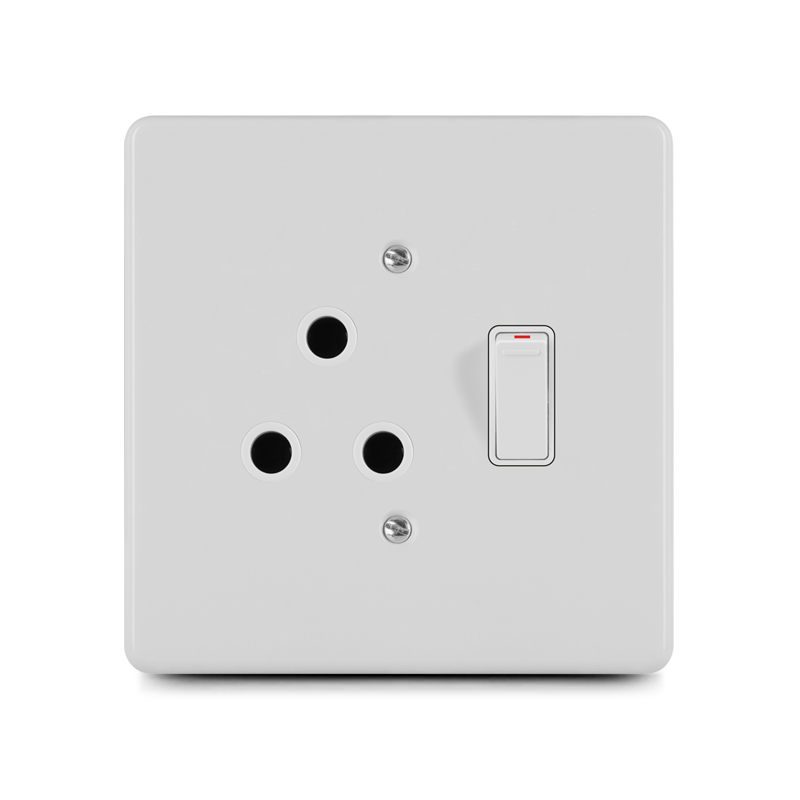 South Africa switch,Steel cover plate,1 lever switch+16A socket(4×4)