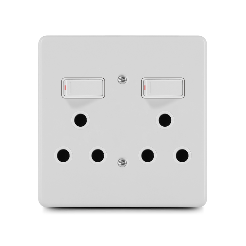 South Africa switch,Steel cover plate,2 lever switch+double 16A socket(4×4）