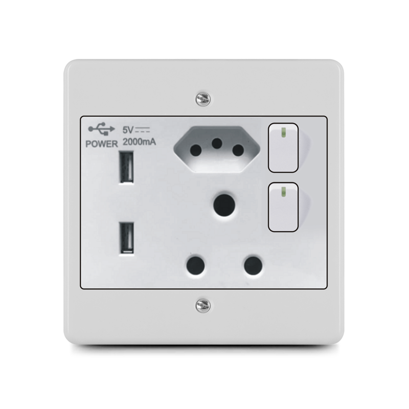 2 lever switch+ brazil socket+16A socket+2 USB