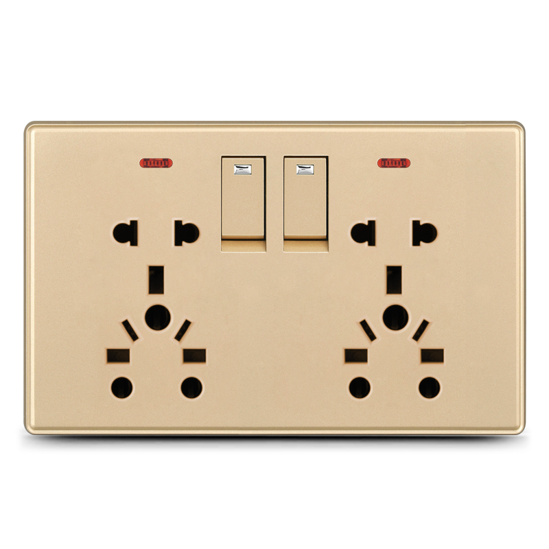 2 gang+double universal socket+indicator