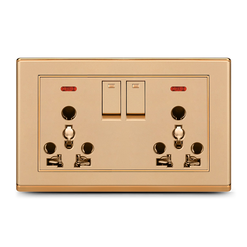 2 gang switch with double 5/16 socket and indicator