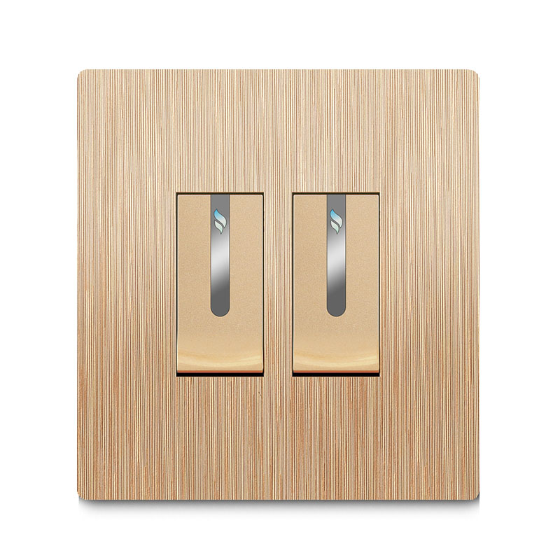 2 gang 1 way switch-Brushed gold switch